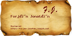 Forján Jonatán névjegykártya